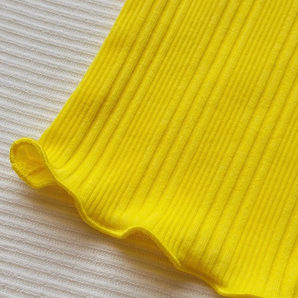 Yellow Sleveless Ribbed Ruffle Tank Top | Cat & Jack